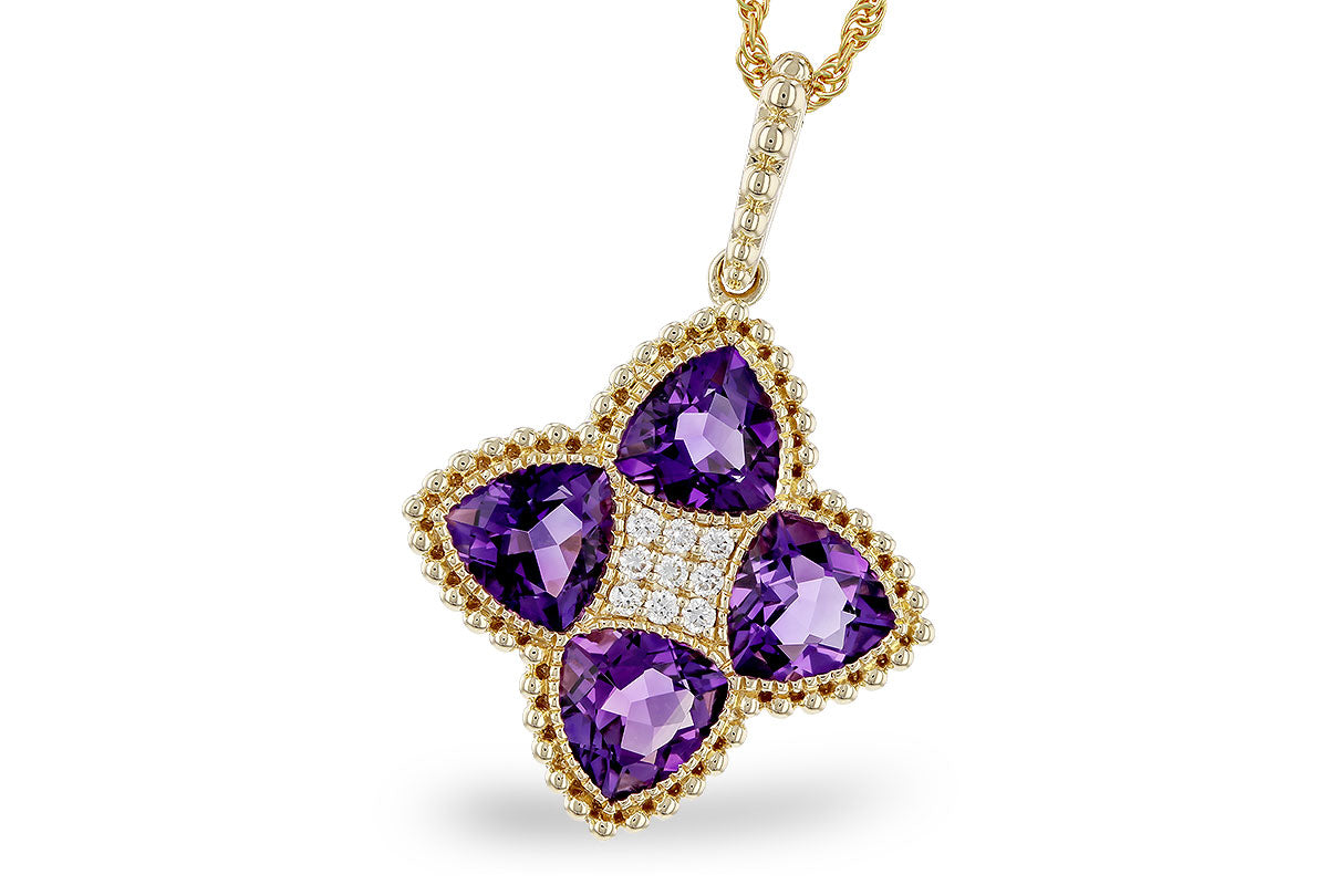 Allison Kaufman Amethyst & Diamond Necklace in 14K Yellow Gold, 2.28 ctw