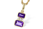 Allison Kaufman Amethyst & Diamond Necklace in 14K Yellow Gold, 0.75 ctw