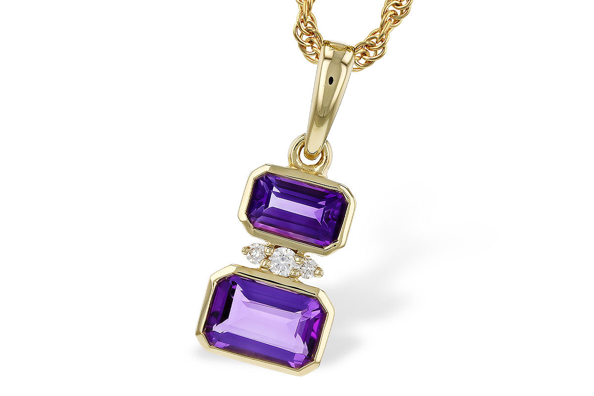 Allison Kaufman Amethyst & Diamond Necklace in 14K Yellow Gold, 0.75 ctw