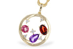 Allison Kaufman Multi-Gemstone & Diamond Necklace in 14K Yellow Gold, 1.22 ctw