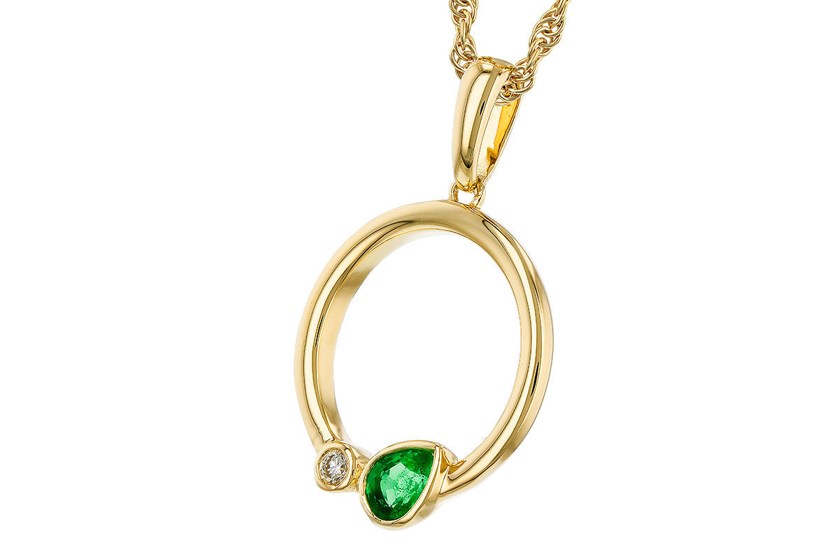Allison Kaufman Emerald & Diamond Necklace in 14K Yellow Gold, 0.22 ctw, alternate view