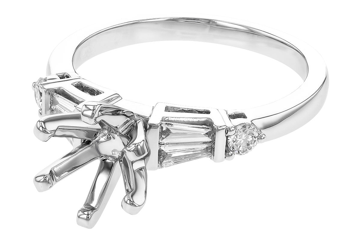 Allison Kaufman Baguette Diamond Engagement Ring Semi-Mount in 14K White Gold, 0.34 ctw, alternate view