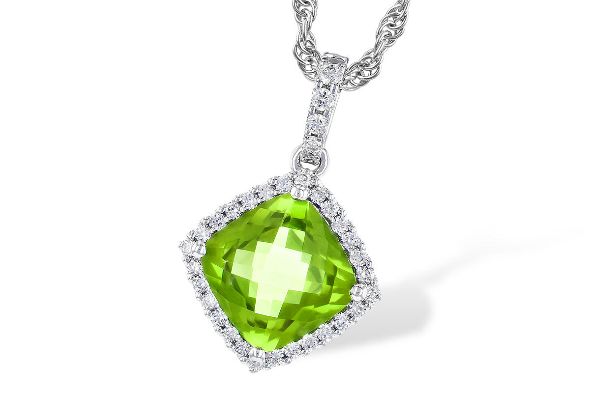 Allison Kaufman Peridot & Diamond Necklace in 14K White Gold, 1.54 ctw