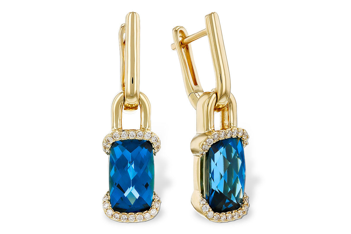 Allison Kaufman London Blue Topaz & Diamond Earrings in 14K Yellow Gold, 4.45 ctw