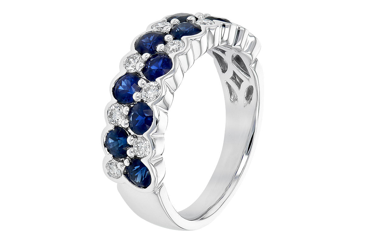 Allison Kaufman Sapphire & Diamond Wedding Band in 14K White Gold, 1.90 ctw (W2356), alternate view