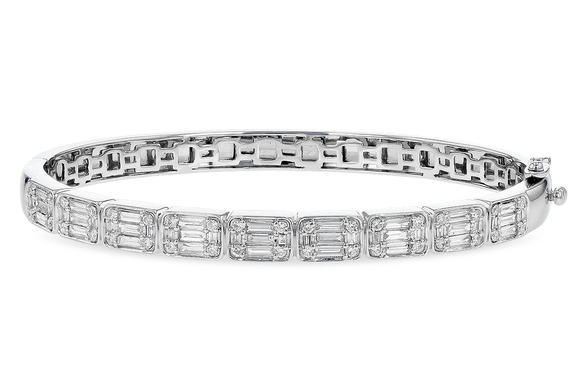 Allison Kaufman Baguette Diamond Bangle Bracelet in 14K White Gold, 1.25 ctw
