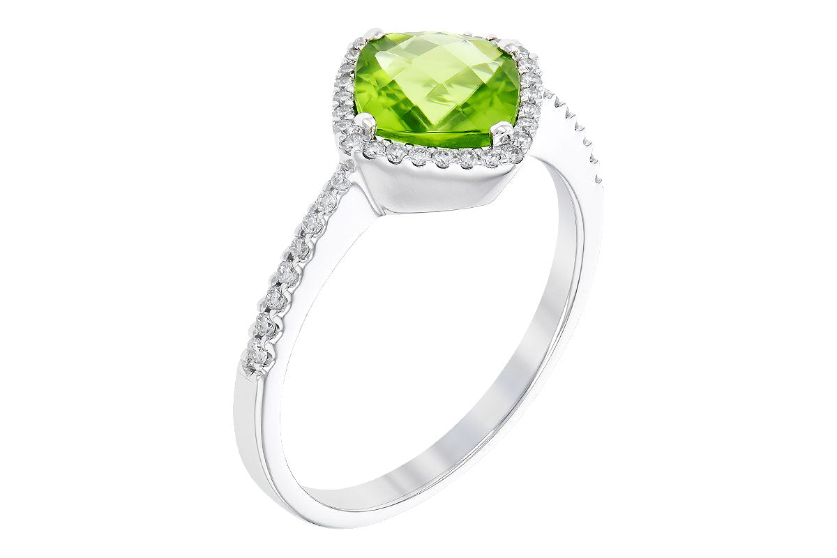 Allison Kaufman Peridot & Diamond Ring in 14K White Gold, 1.74 ctw, alternate view