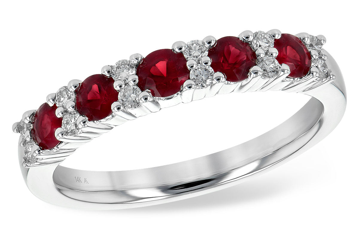 Allison Kaufman Ruby & Diamond Wedding Band in 14K White Gold, 0.83 ctw