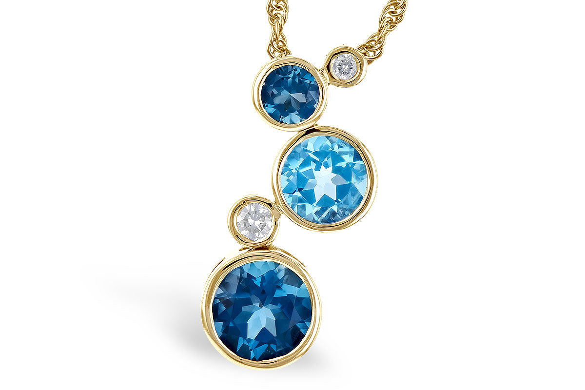 Allison Kaufman Blue Topaz & Diamond Necklace in 14K Yellow Gold, 2.40 ctw