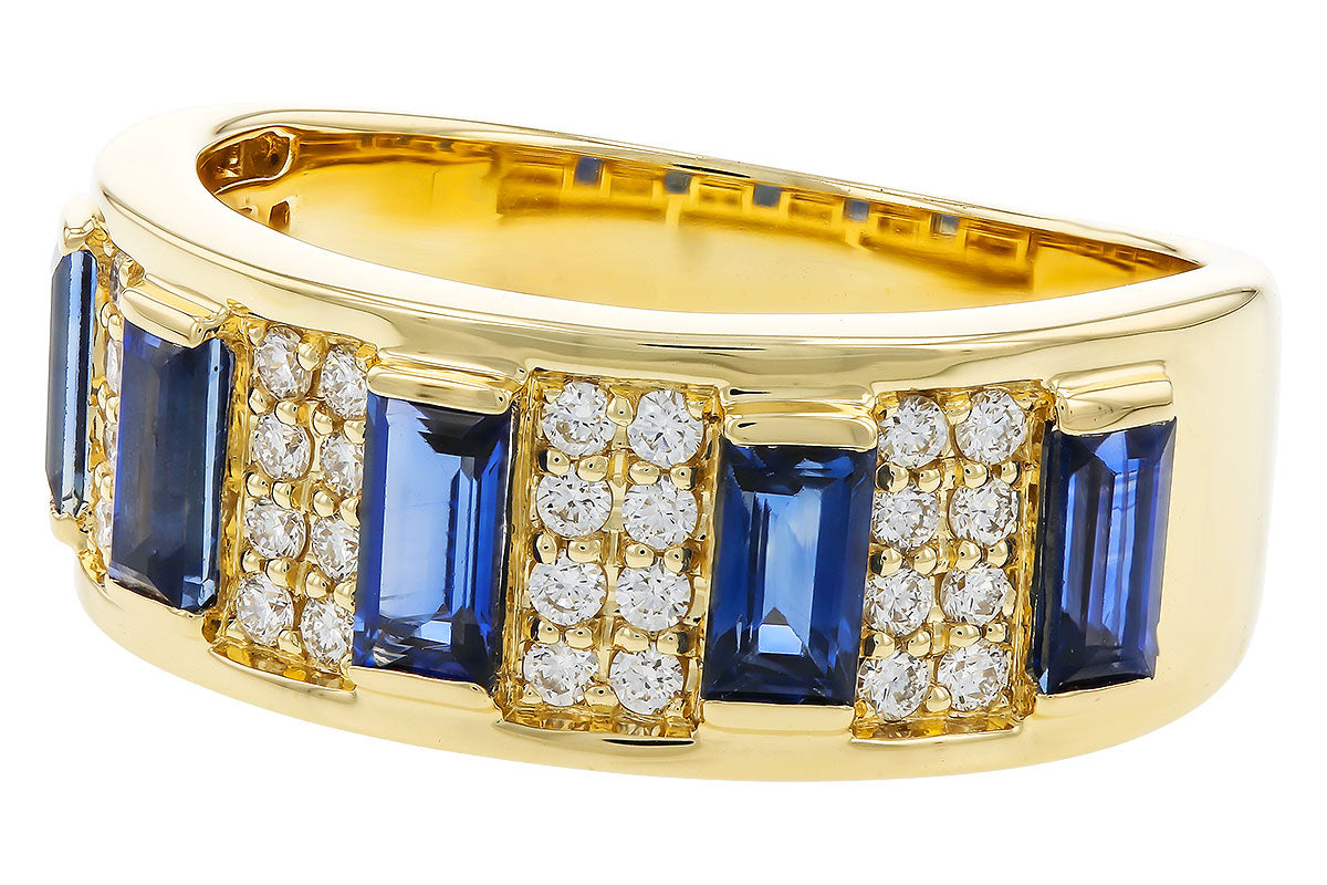 Allison Kaufman Sapphire & Diamond Wedding Band in 14K Yellow Gold, 1.72 ctw, alternate view