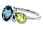 Allison Kaufman London Blue Topaz, Peridot & Diamond Ring in 14K White Gold, 2.45 ctw, alternate view