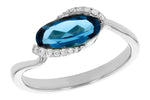 Allison Kaufman London Blue Topaz & Diamond Ring in 14K White Gold, 1.44 ctw