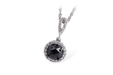 Allison Kaufman Black Diamond Necklace in 14K White Gold, 1.27 ctw