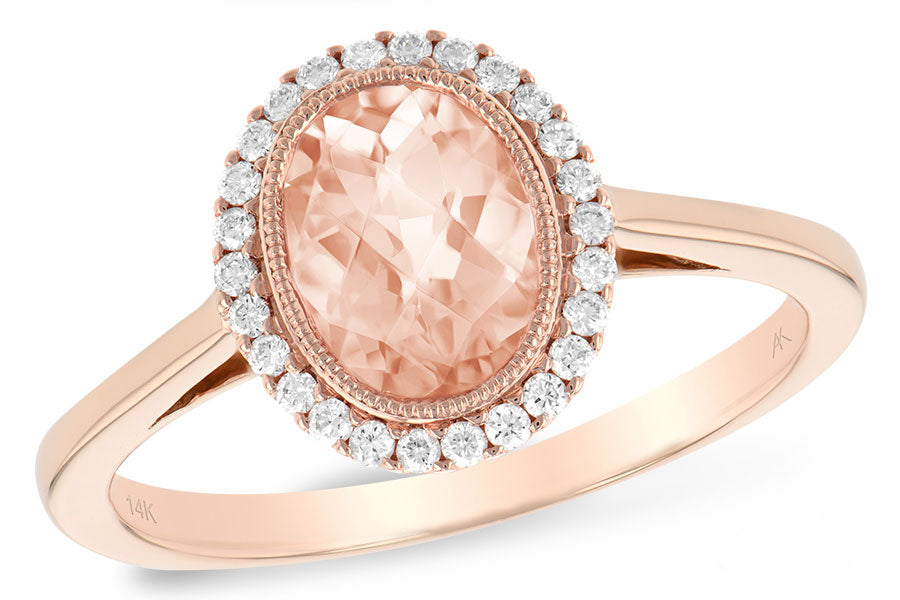 Allison Kaufman Morganite & Diamond Ring in 14K Rose Gold, 1.18 ctw