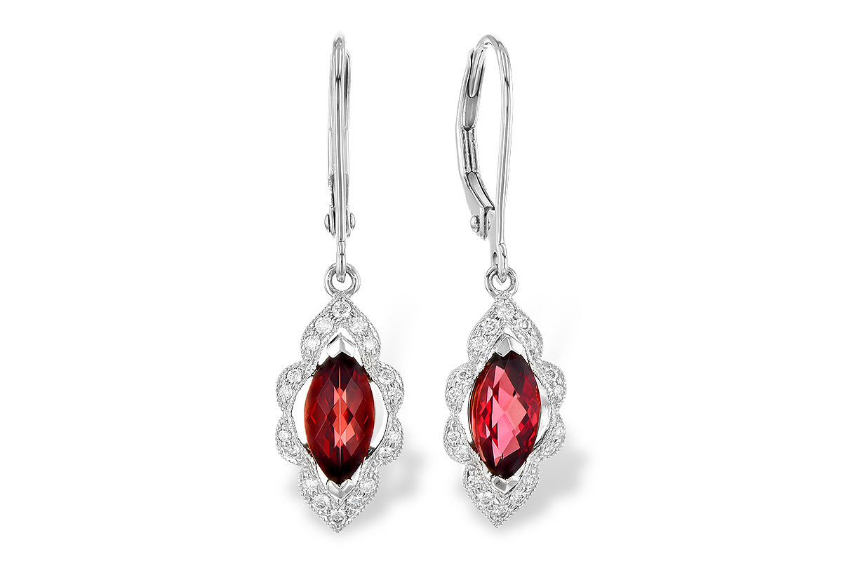 Allison Kaufman Garnet & Diamond Earrings in 14K White Gold, 1.25 ctw