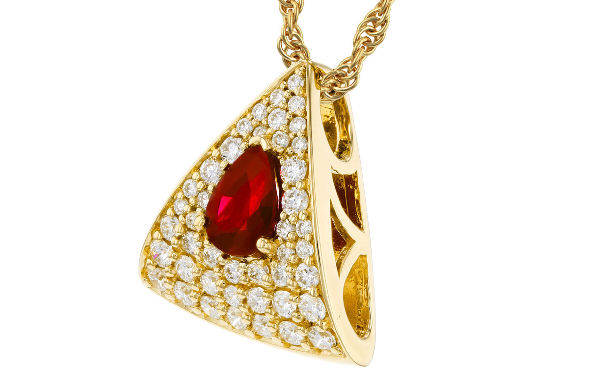 Allison Kaufman Ruby & Diamond Necklace in 14K Yellow Gold, 0.80 ctw, alternate view