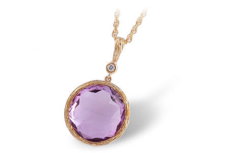 Allison Kaufman Amethyst & Diamond Necklace in 14K Yellow Gold, 8.61 ctw