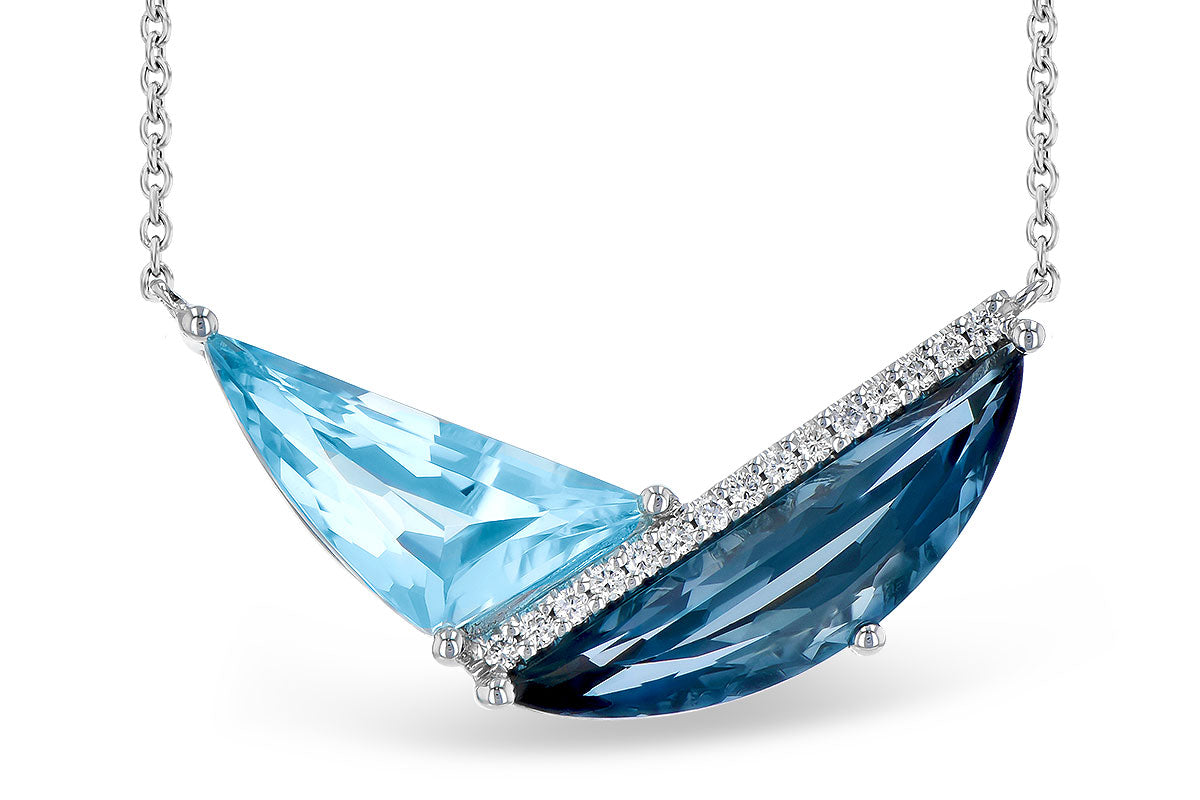 Allison Kaufman Blue Topaz & Diamond Necklace in 14K White Gold, 4.75 ctw