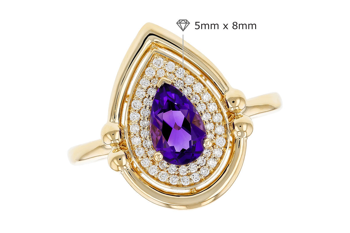 Allison Kaufman Amethyst & Diamond Ring in 14K Yellow Gold, 0.86 ctw, alternate view