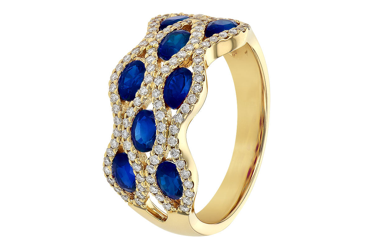 Allison Kaufman Sapphire & Diamond Wedding Band in 14K Yellow Gold, 2.18 ctw, alternate view