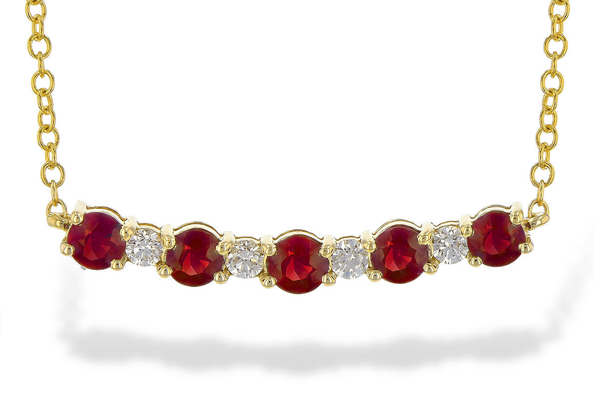 Allison Kaufman Ruby & Diamond Necklace in 14K Yellow Gold, 0.70 ctw (N8144)