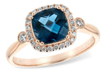 Allison Kaufman London Blue Topaz & Diamond Ring in 14K Rose Gold, 1.78 ctw