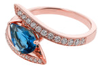 Allison Kaufman London Blue Topaz & Diamond Ring in 14K Rose Gold, 1.28 ctw, alternate view