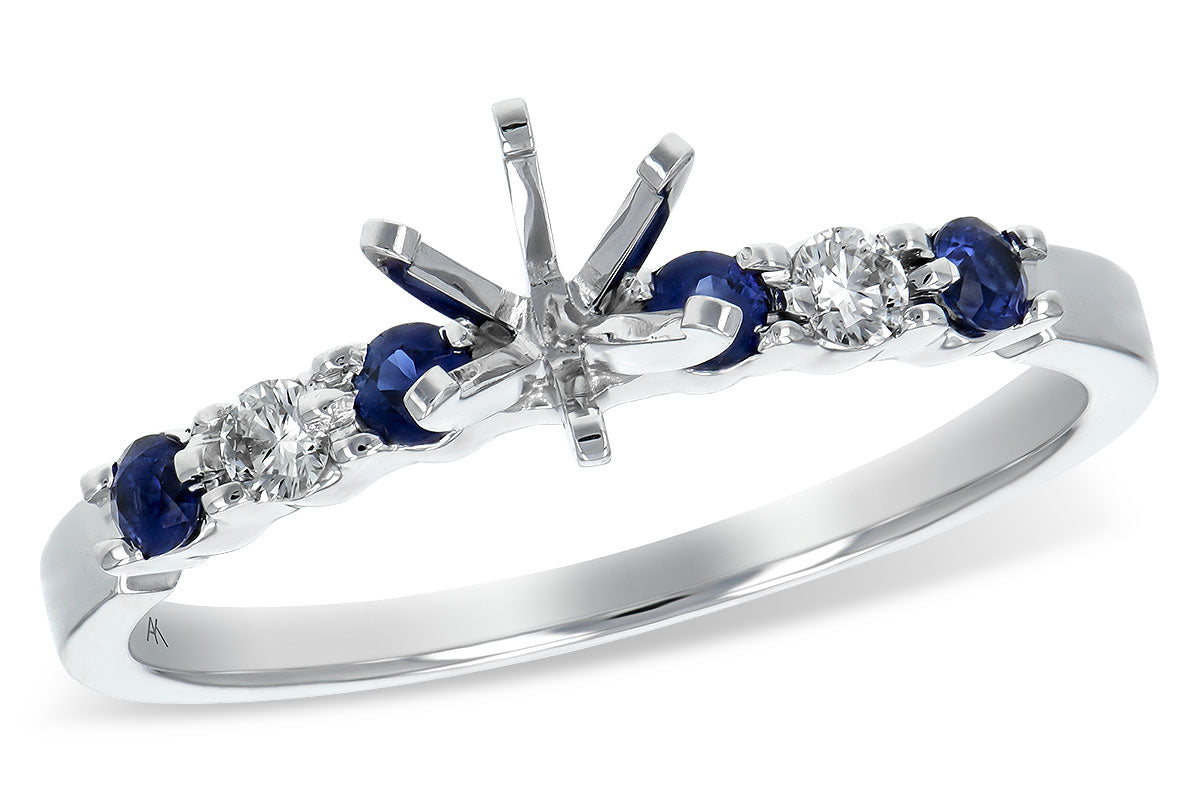 Allison Kaufman Sapphire & Diamond Engagement Ring Semi-Mount in 14K White Gold, 0.25 ctw