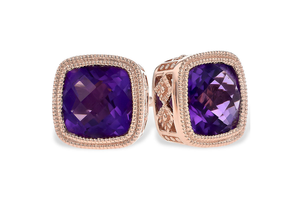 Allison Kaufman Amethyst Earrings in 14K Rose Gold, 1.70 ctw