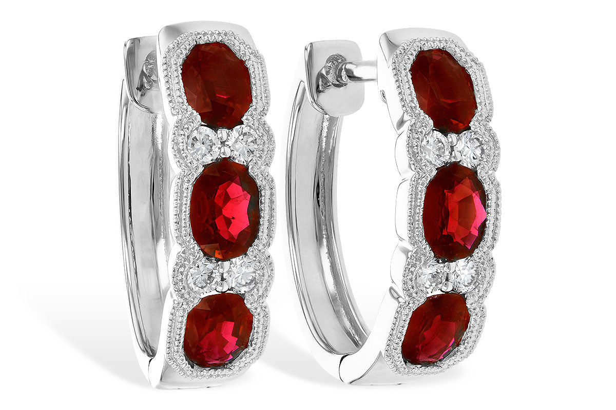 Allison Kaufman Ruby & Diamond Earrings in 14K White Gold, 1.45 ctw