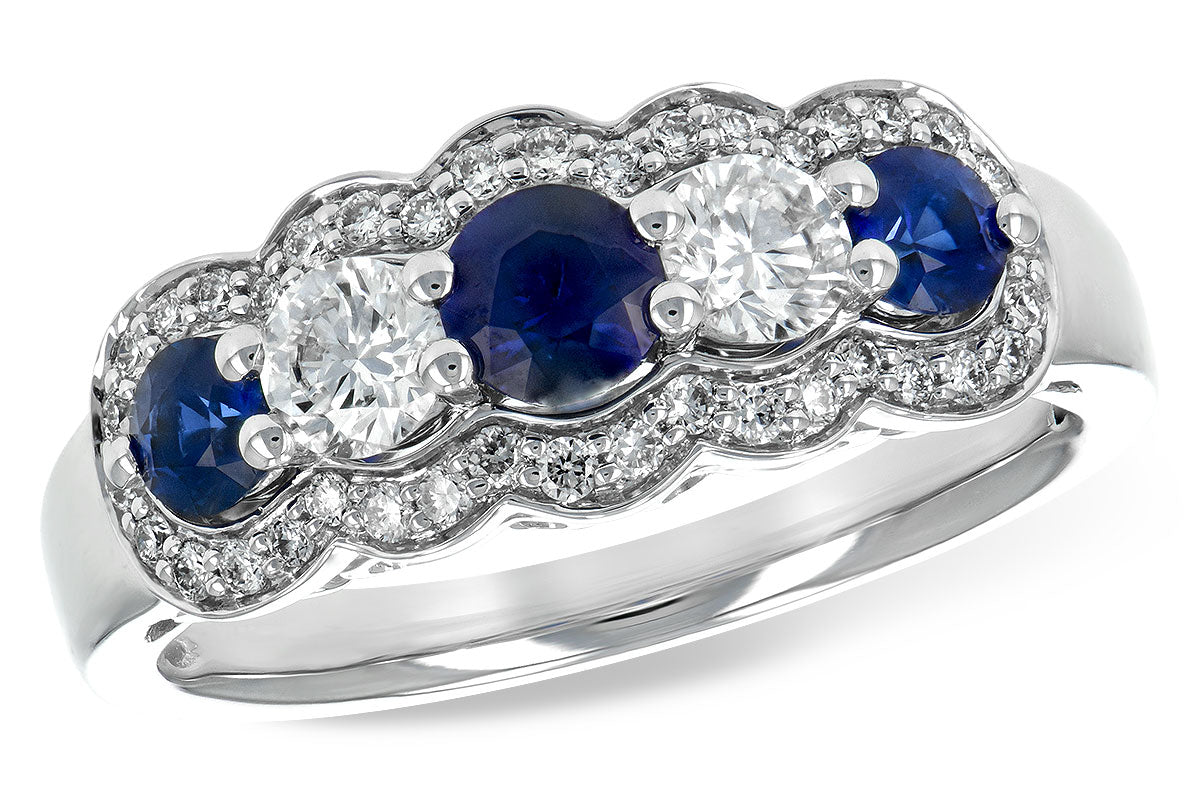 Allison Kaufman Sapphire & Diamond Wedding Band in 14K White Gold, 1.07 ctw