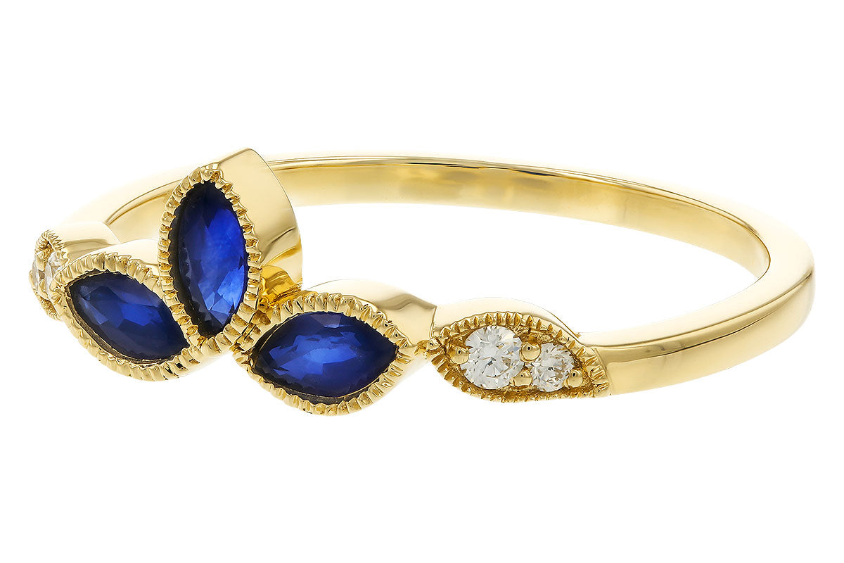 Allison Kaufman Sapphire & Diamond Band Enhancer in 14K Yellow Gold, 0.38 ctw, alternate view
