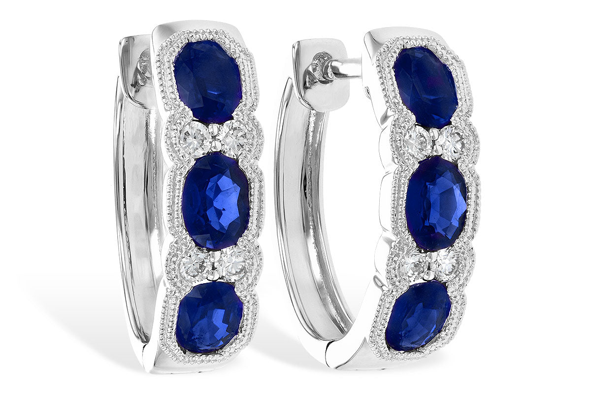 Allison Kaufman Sapphire & Diamond Earrings in 14K White Gold, 1.55 ctw