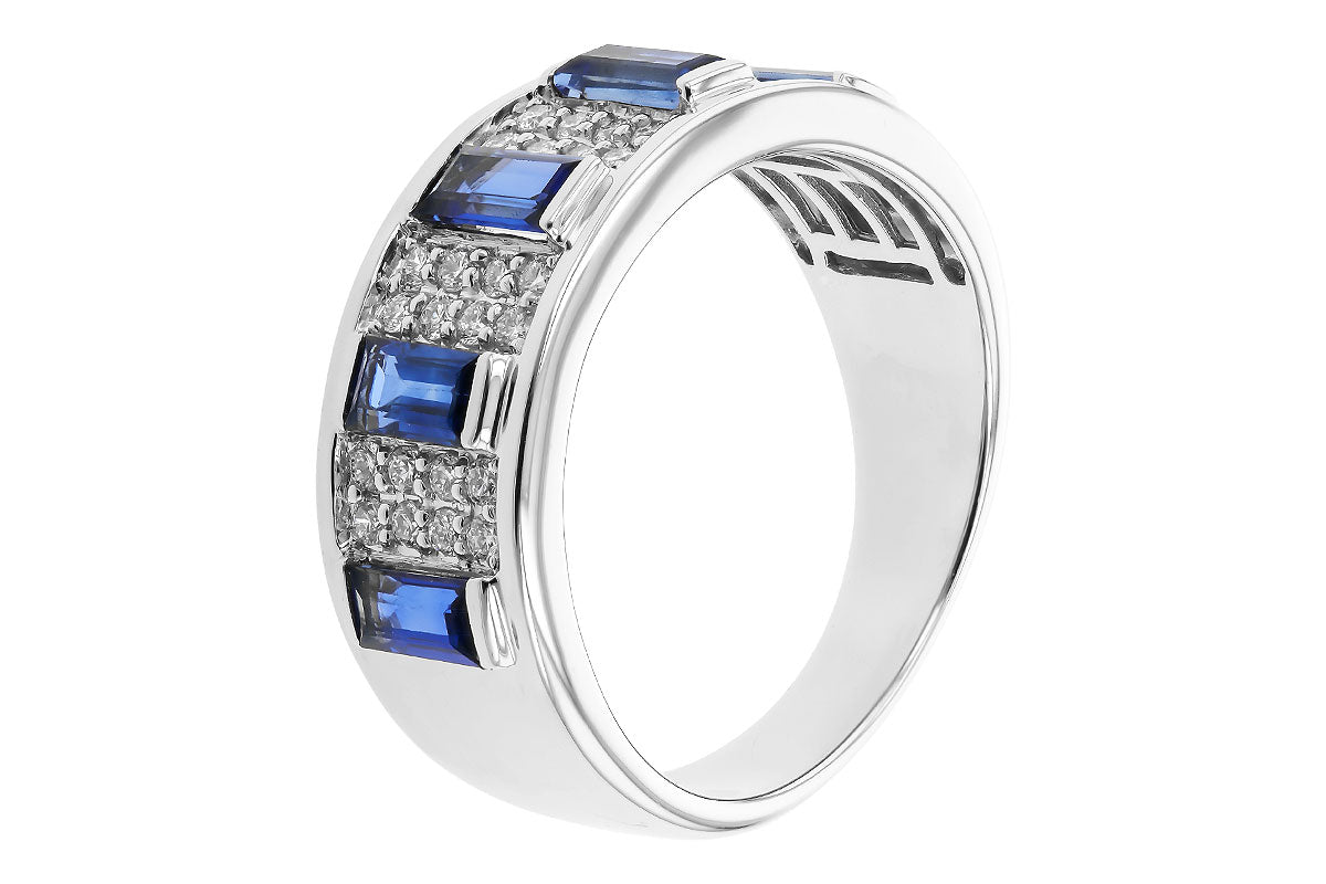 Allison Kaufman Sapphire & Diamond Wedding Band in 14K White Gold, 1.72 ctw, alternate view