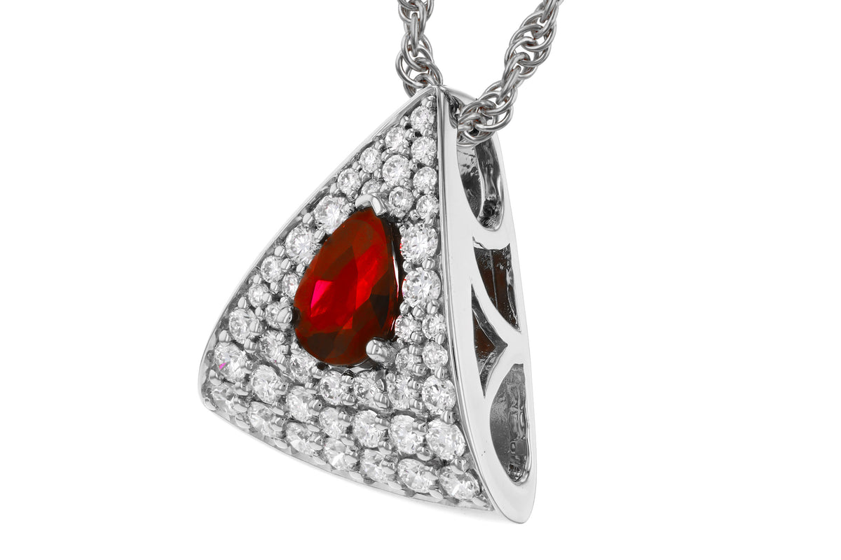 Allison Kaufman Ruby & Diamond Necklace in 14K White Gold, 0.80 ctw, alternate view