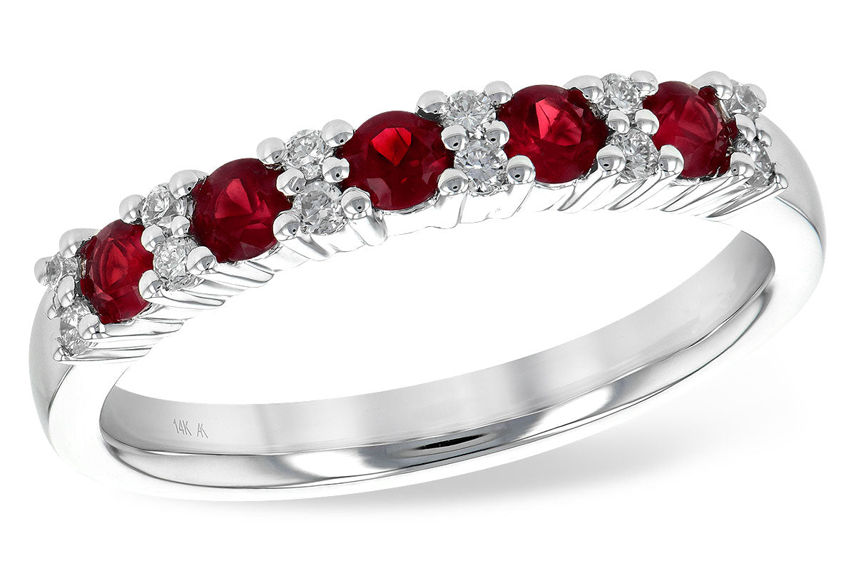 Allison Kaufman Ruby & Diamond Wedding Band in 14K White Gold, 0.58 ctw (WR832-50)