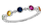 Allison Kaufman Multi-Gemstone Wedding Band in 14K White Gold, 0.52 ctw