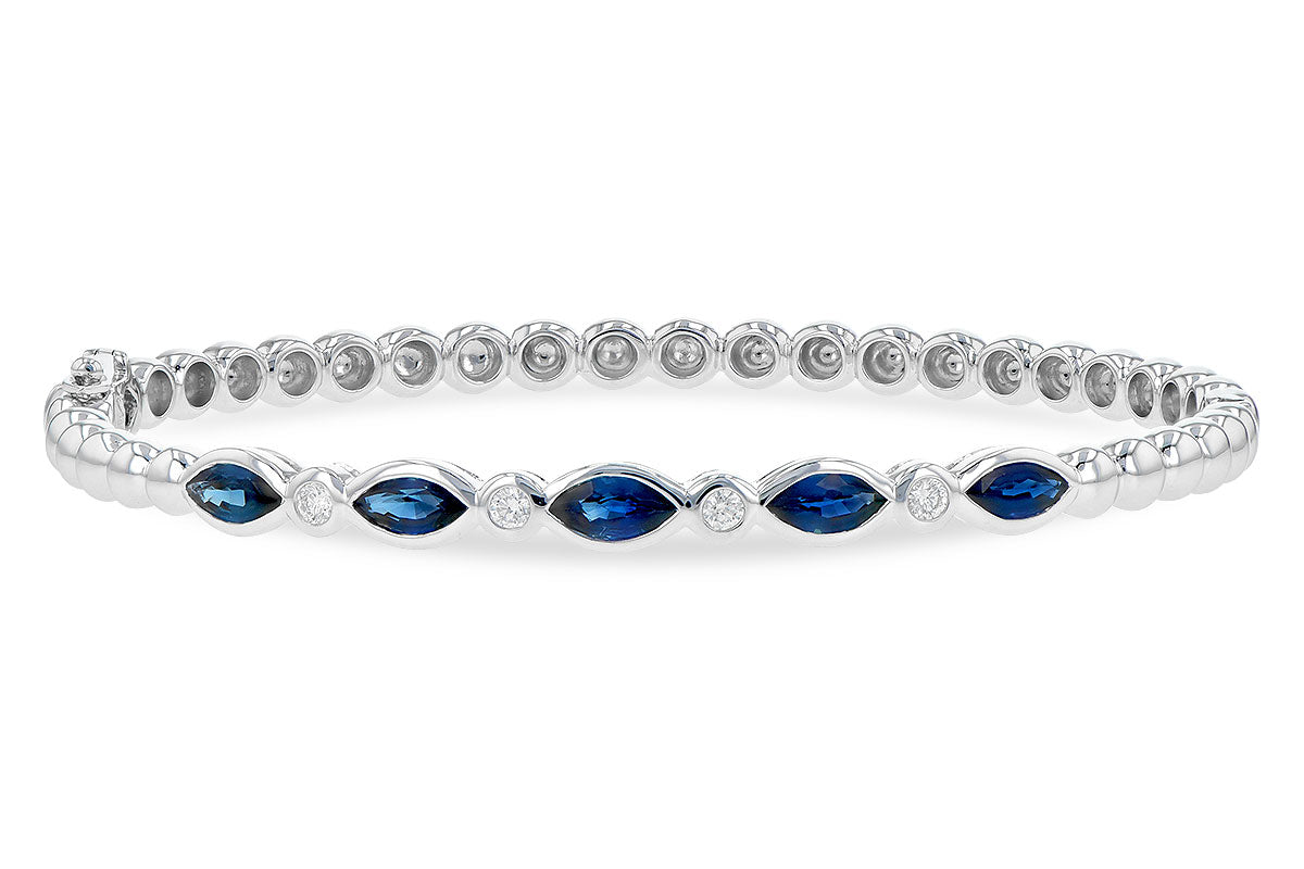 Allison Kaufman Sapphire & Diamond Bangle Bracelet in 14K White Gold, 1.63 ctw