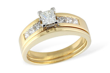 Allison Kaufman Princess-Cut Diamond Bridal Set in 14K Yellow Gold, 0.81 ctw