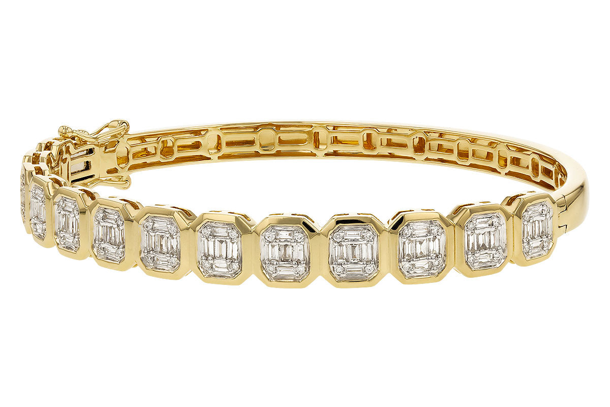 Allison Kaufman Baguette Diamond Bangle Bracelet in 14K Yellow Gold, 1.00 ctw, alternate view