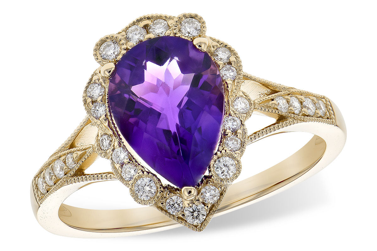 Allison Kaufman Amethyst & Diamond Ring in 14K Yellow Gold, 1.75 ctw