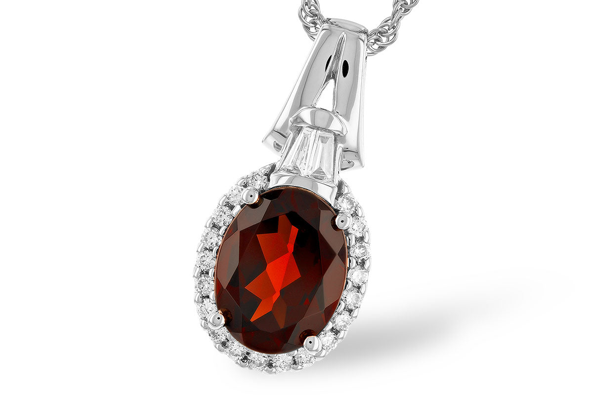 Allison Kaufman Garnet & Diamond Necklace in 14K White Gold, 2.02 ctw