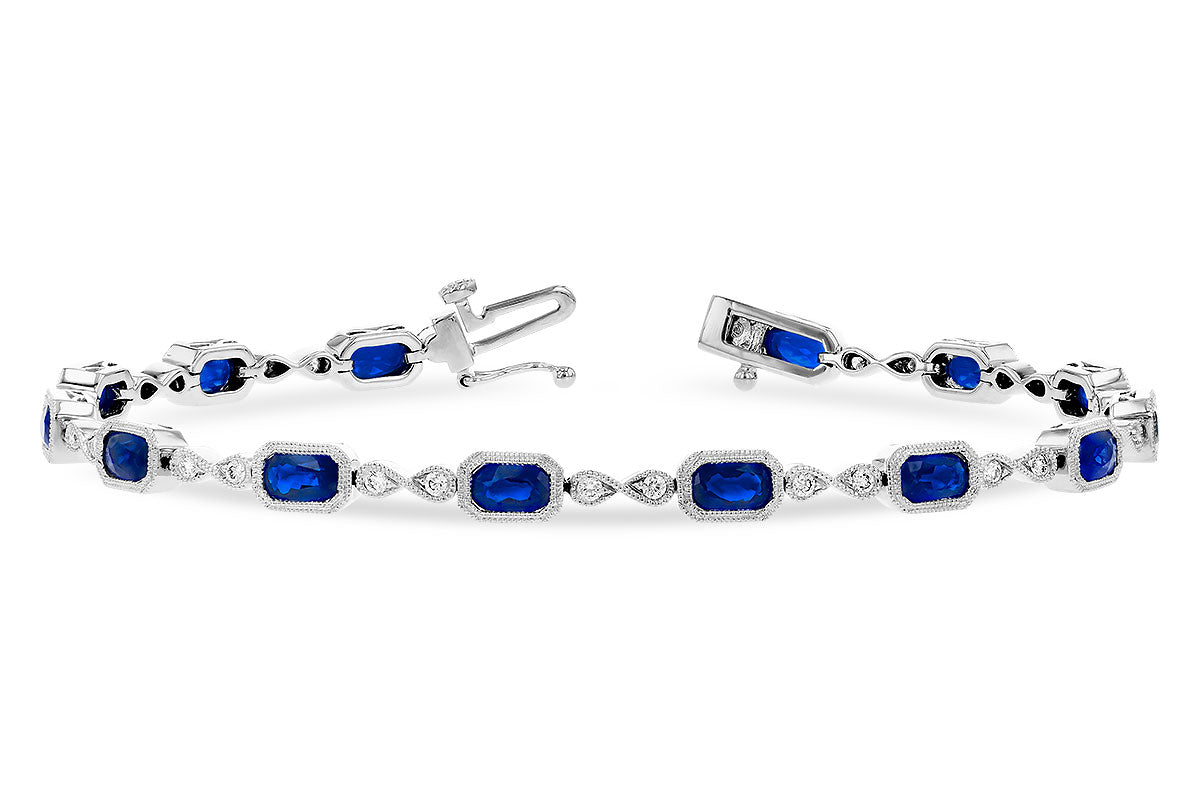Allison Kaufman Sapphire & Diamond Bracelet in 14K White Gold, 4.32 ctw