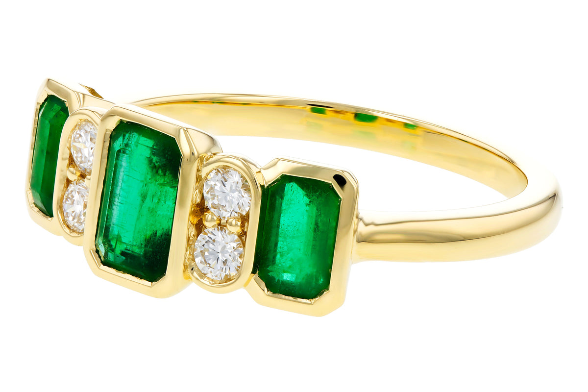 Allison Kaufman Emerald & Diamond Ring in 14K Yellow Gold, 1.19 ctw, alternate view