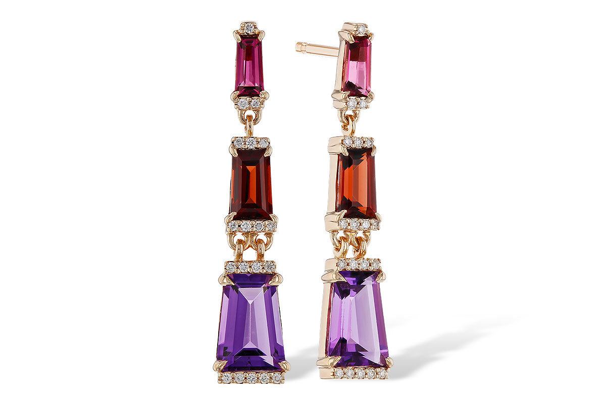 Allison Kaufman Multi-Gemstone & Diamond Earrings in 14K Rose Gold, 2.05 ctw