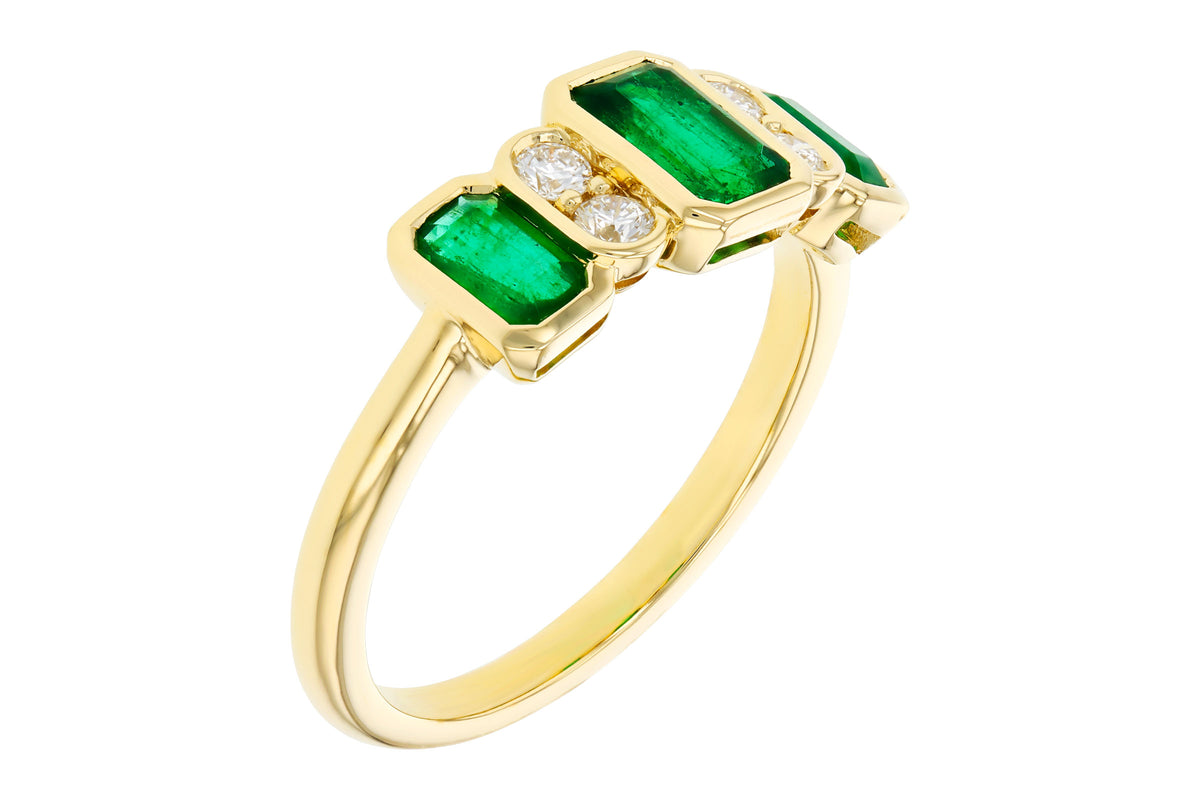 Allison Kaufman Emerald & Diamond Ring in 14K Yellow Gold, 1.19 ctw, alternate view
