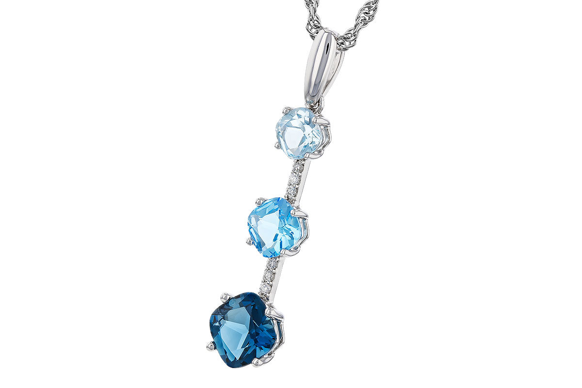Allison Kaufman Blue Topaz & Diamond Necklace in 14K White Gold, 1.90 ctw, alternate view