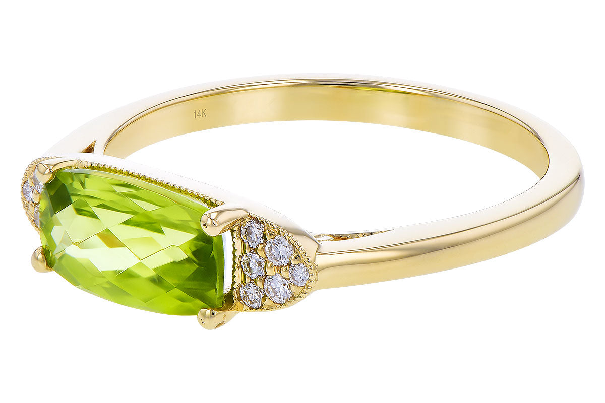 Allison Kaufman Peridot & Diamond Ring in 14K Yellow Gold, 1.40 ctw, alternate view