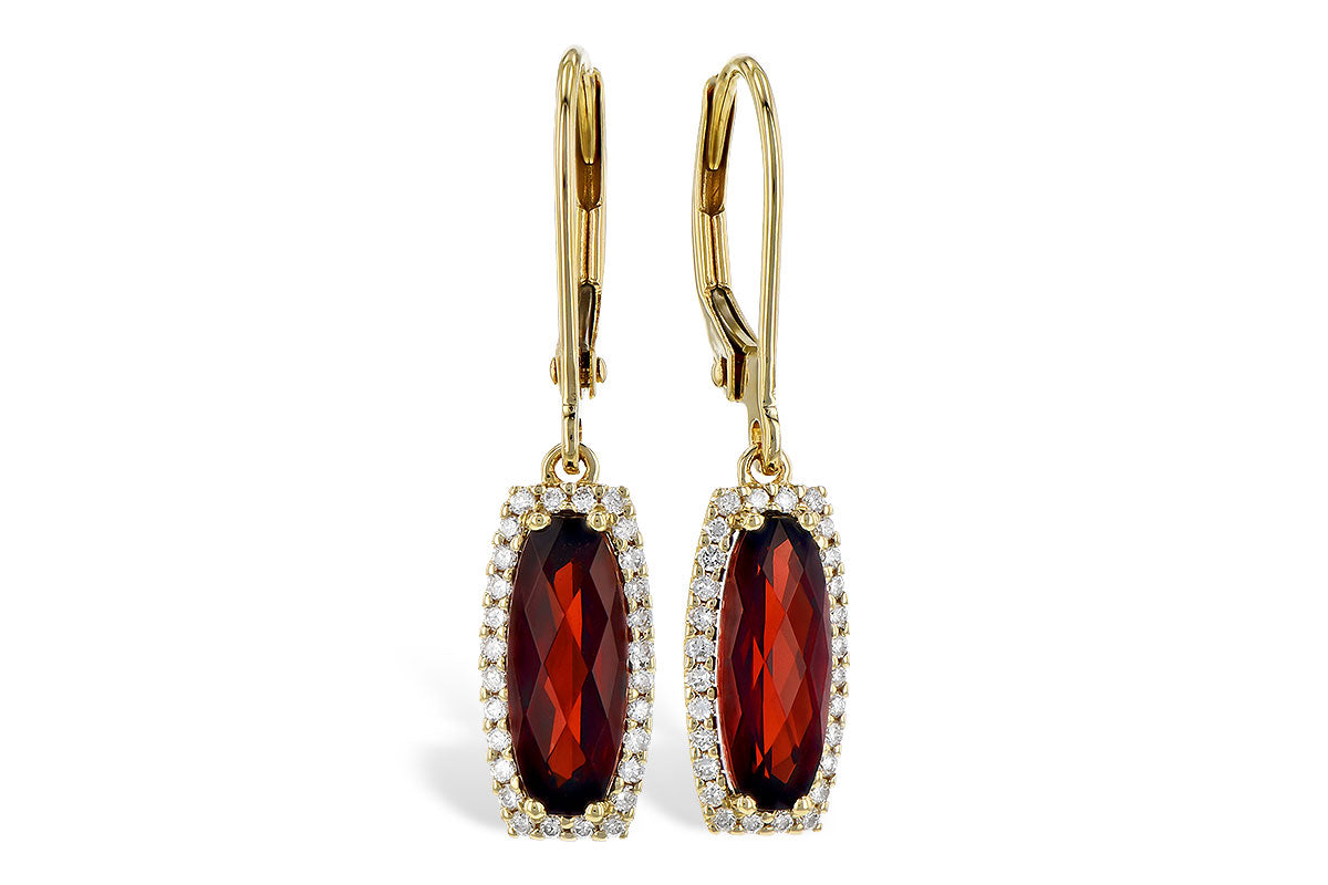 Allison Kaufman Garnet & Diamond Earrings in 14K Yellow Gold, 2.25 ctw