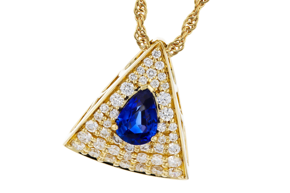Allison Kaufman Sapphire & Diamond Necklace in 14K Yellow Gold, 0.85 ctw